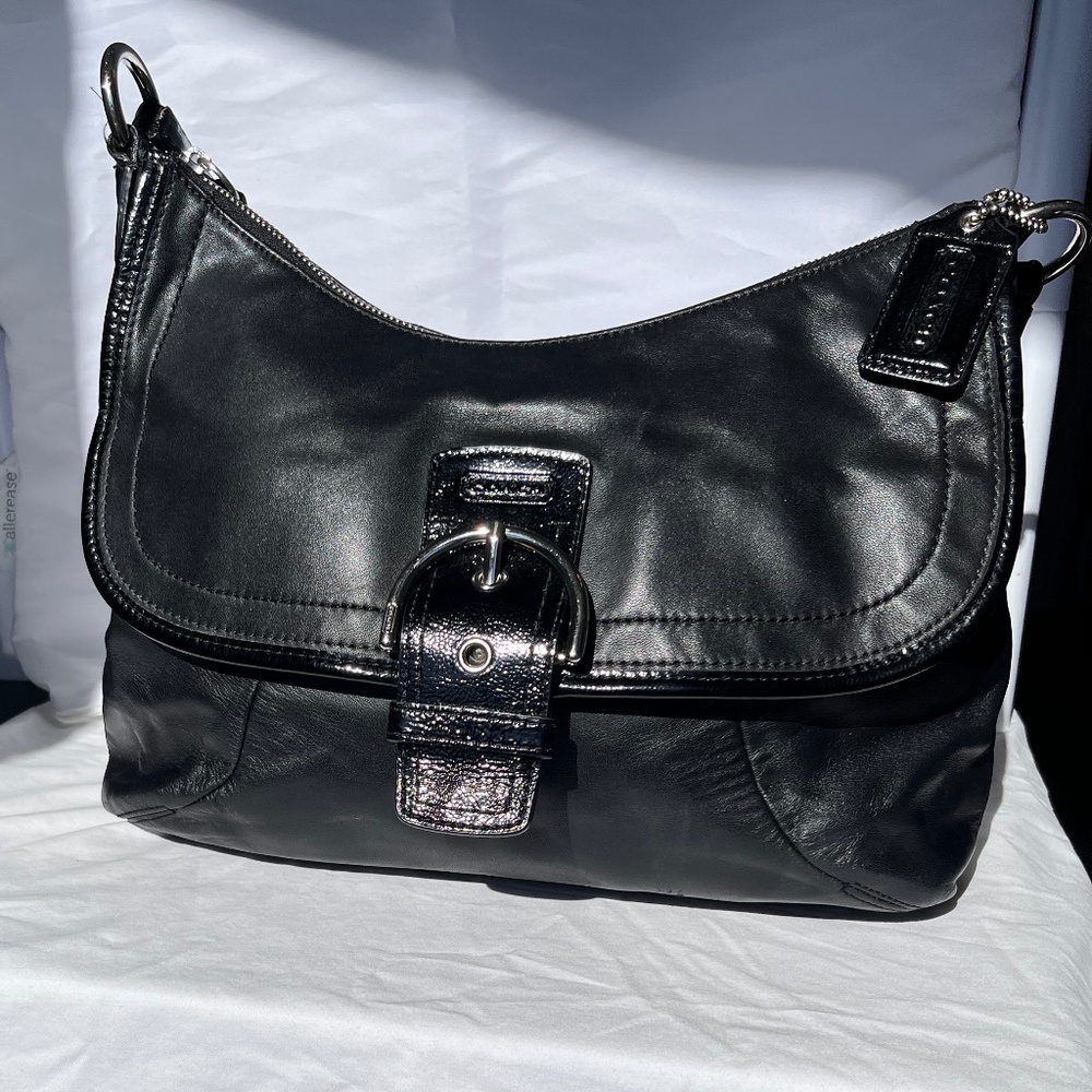 Coach Hamilton Hobo Leather Handbag - Black